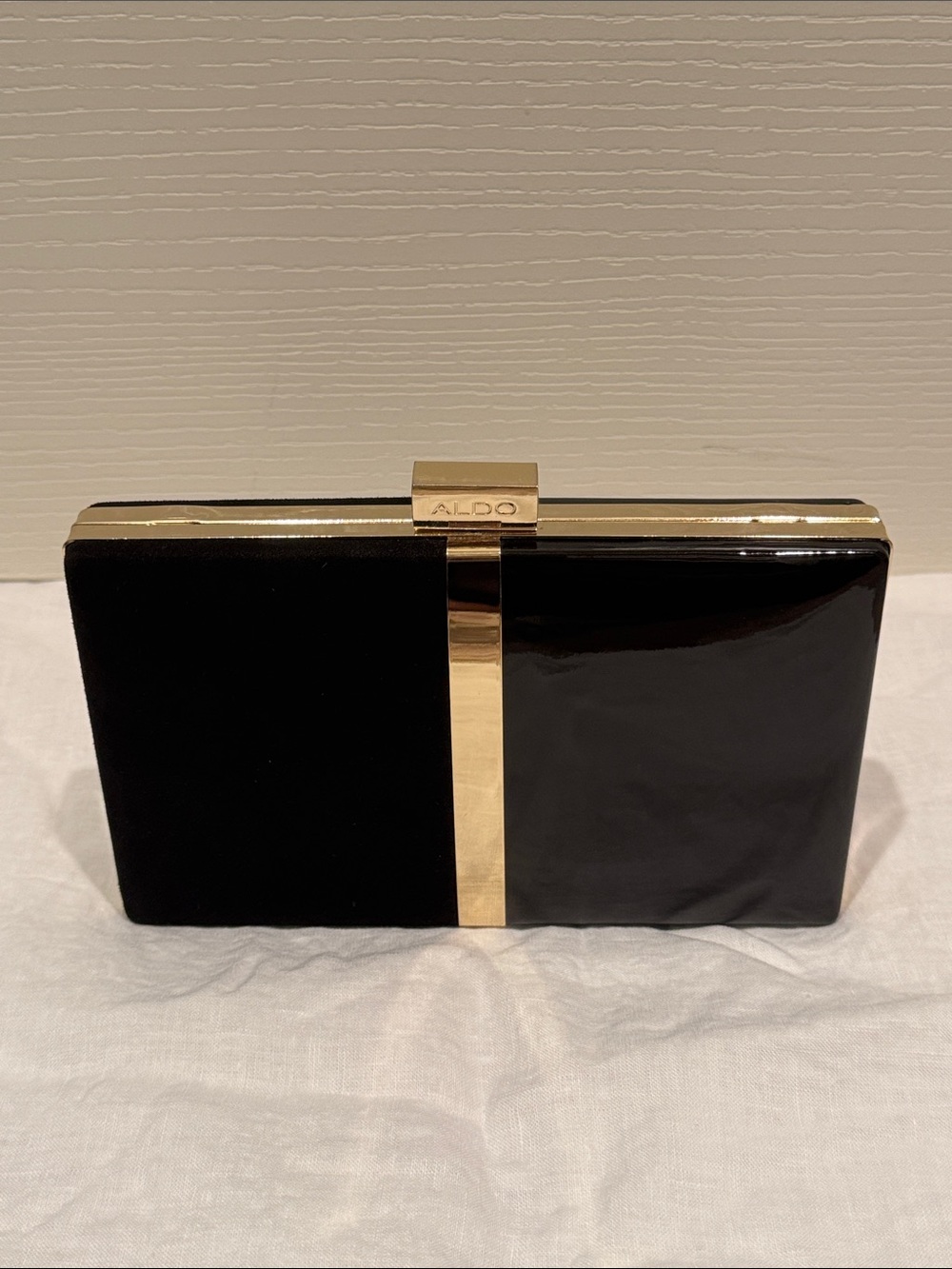 Aldo Black Clutch with Gold Accent